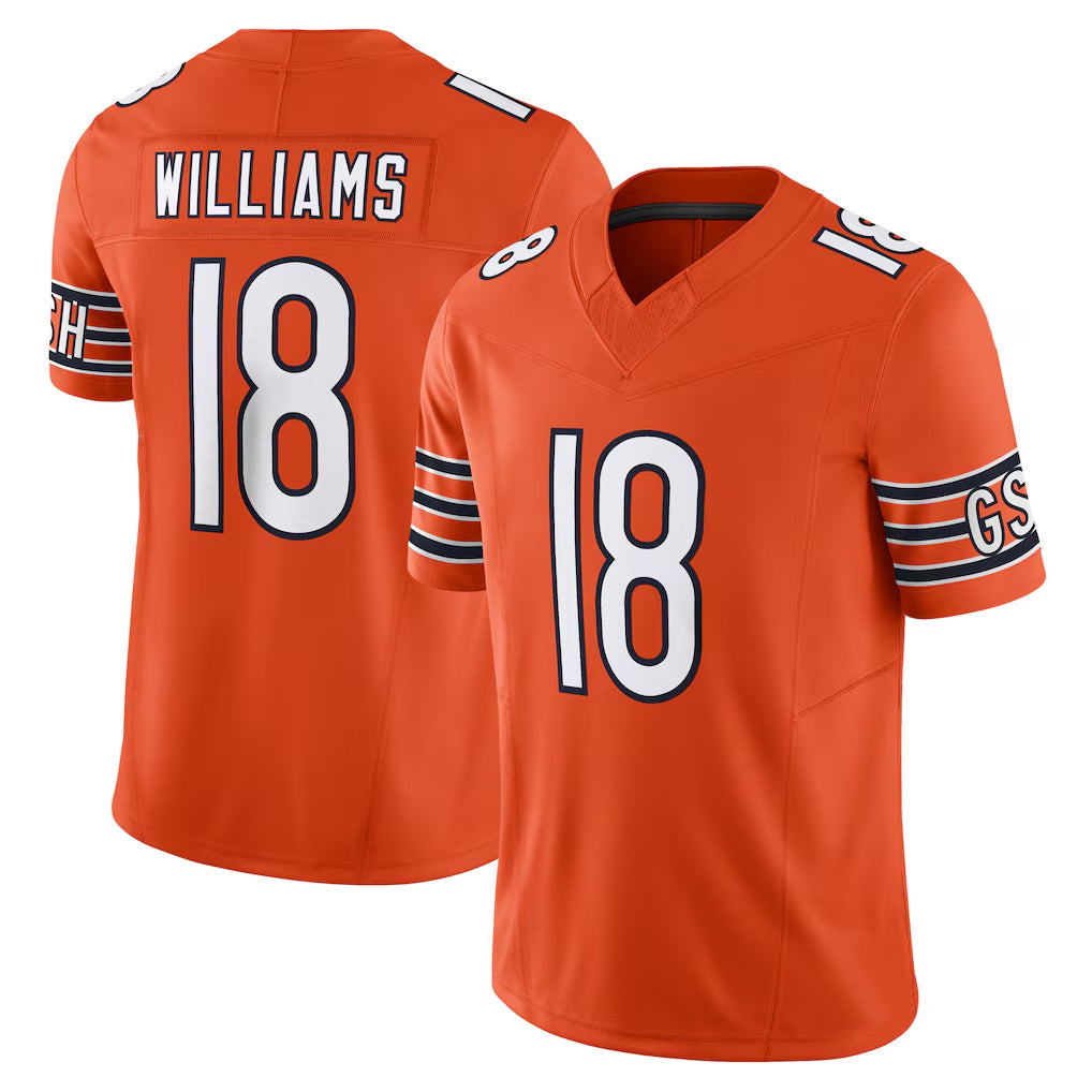 C.Bears #18 Caleb Williams Player Orange Vapor F.U.S.E. Limited Home Game Gdoa Stitched Jerseys