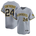 M.Brewers #24 William Contreras Player Gray Home Limited Fdoa Stitched Jerseys