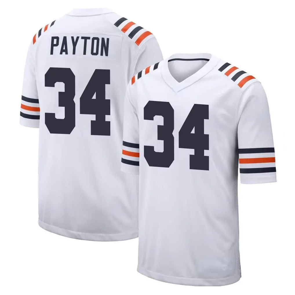 C.Bears #34 Walter Payton Player White Classic Home Game Gdoa Stitched Jerseys
