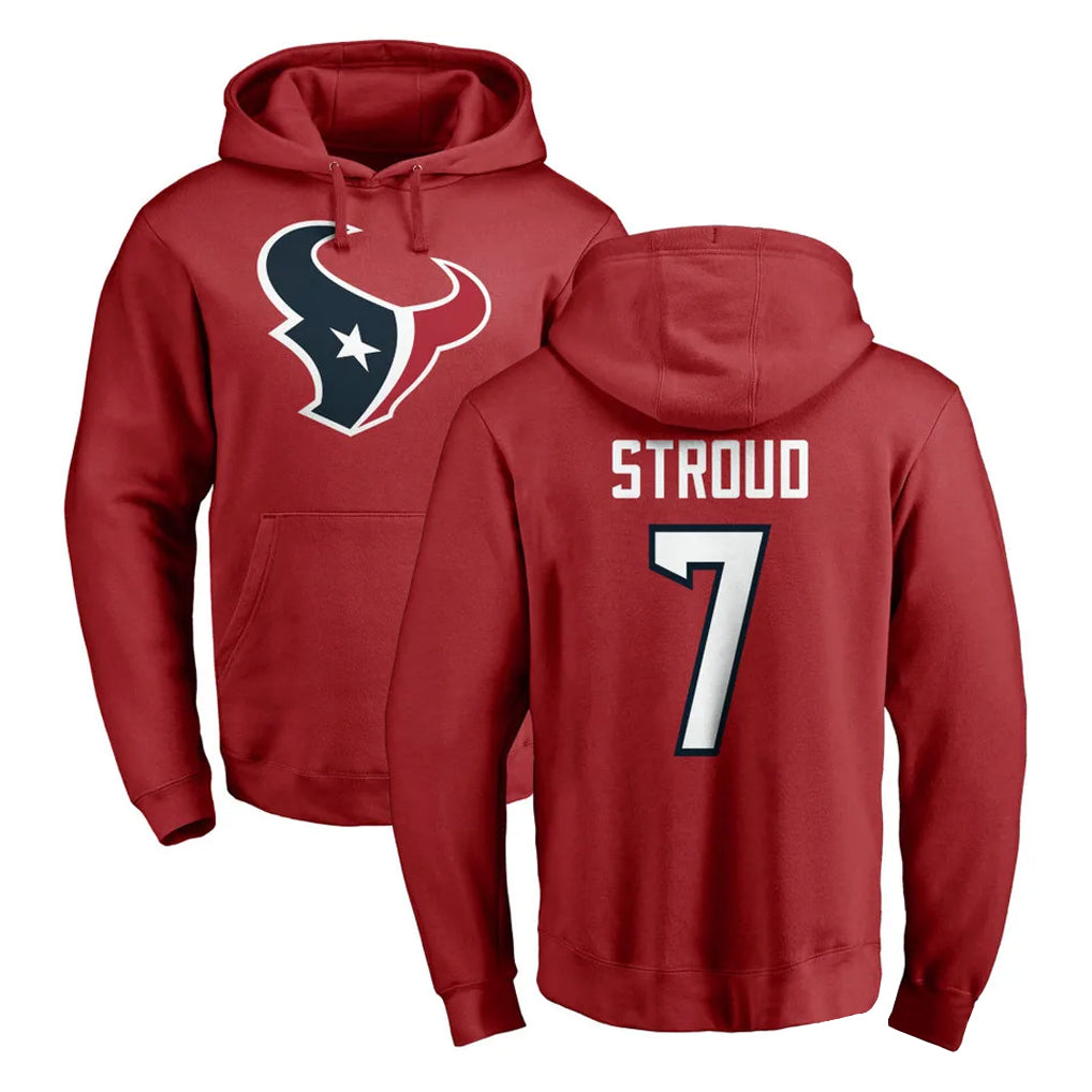 H.Texans #7 CJ Stroud Player Red Pro Line Pullover Hoodie Limited Game Gdoa Stitched Jerseys
