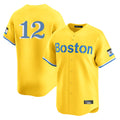B.Red Sox #12 Connor Wong Player Yellow Limited Home Game Gdoa Stitched Jerseys