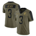 C.Browns #3 Jerry Jeudy Player Olive Salute to Service Limited Home Game Gdoa Stitched Jerseys