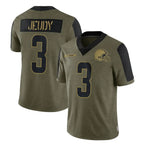 C.Browns #3 Jerry Jeudy Player Olive Salute to Service Limited Home Game Gdoa Stitched Jerseys