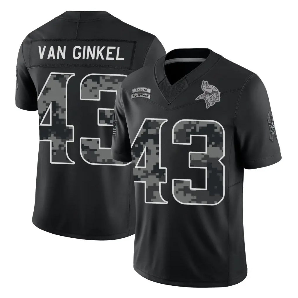 MN.Vikings #43 Andrew Van Ginkel Player Black Limited 2026 Salute to Service Home Game Gdoa Stitched Jerseys