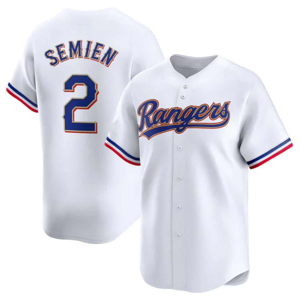 T.Rangers #2 Marcus Semien Player Gold Collection Limited White Fdoa Stitched Jerseys