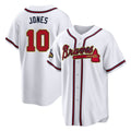 A.Braves #10 Chipper Jones Player White Gold Home Game Gdoa Stitched Jerseys