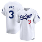 LA.Dodgers #3 Edwin D¨ªaz Player White Limited Home Fdoa Stitched Jerseys