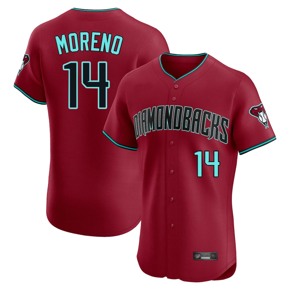 A.Diamondbacks #14 Gabriel Moreno Player Red Limited Elite Home Game Gdoa Stitched Jerseys