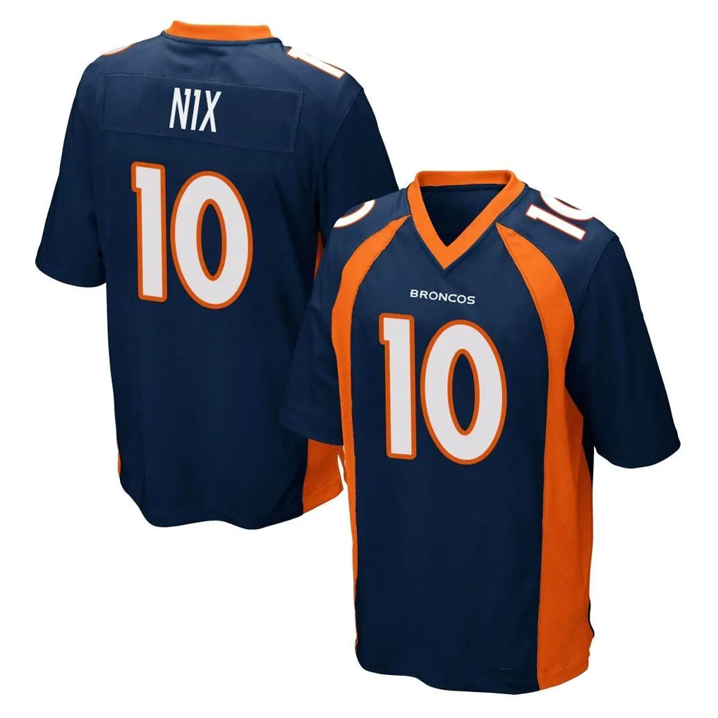 D.Broncos #10 Bo Nix Player Navy Game Gdoa Stitched Jerseys