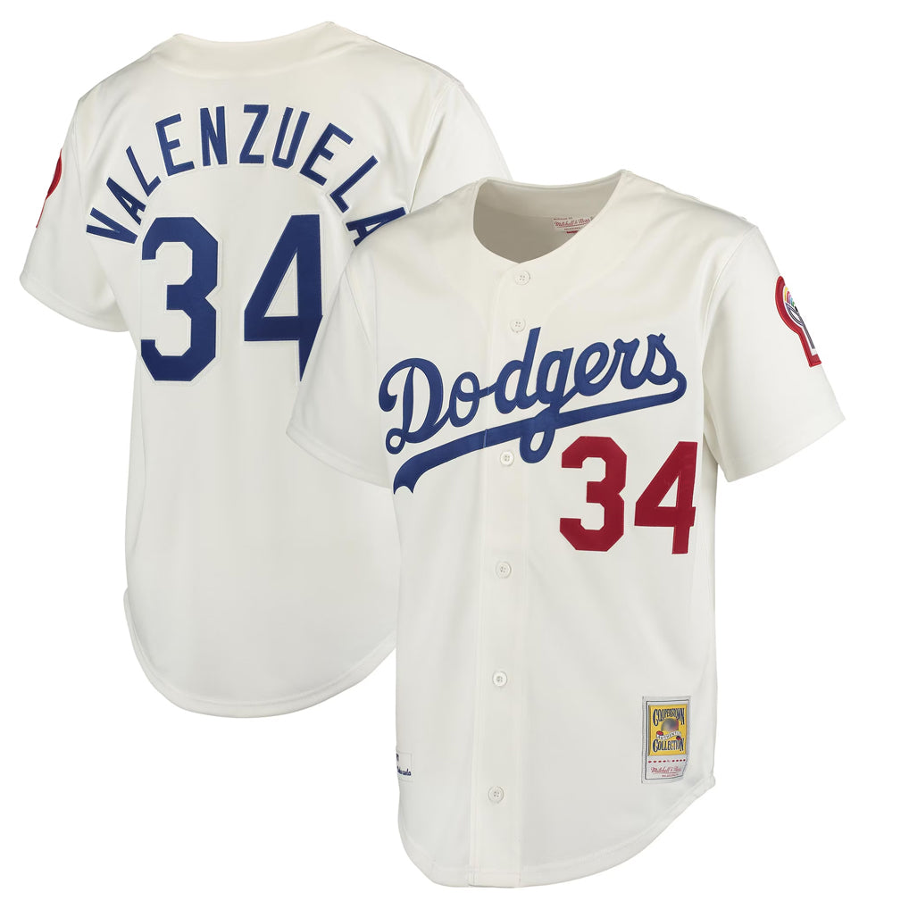 LA.Dodgers #34 Fernando Valenzuela Player Cream Throwback Vapor Limited Fdoa Stitched Jerseys