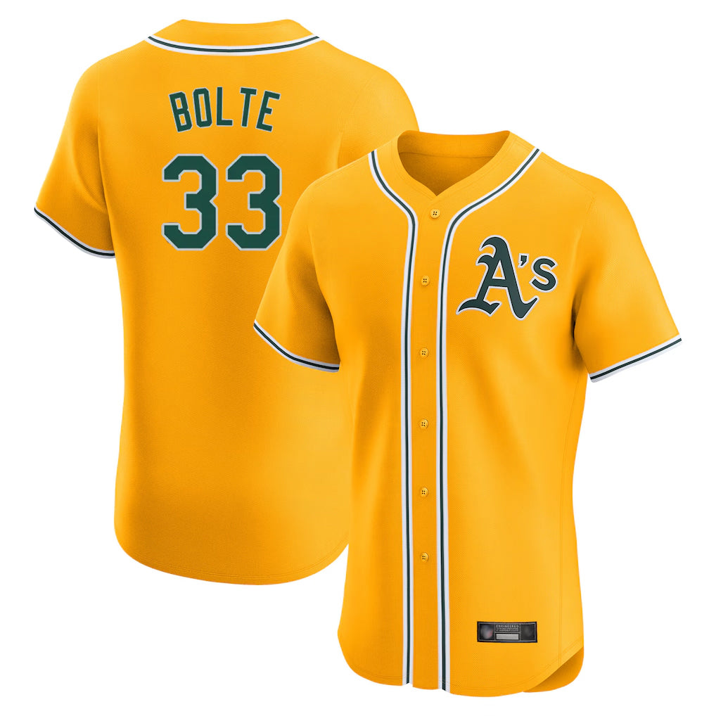 Athletics #33 Henry Bolte Player Gold Limited Elite Home Game Gdoa Stitched Jerseys