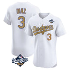 LA.Dodgers #3 Edwin D¨ªaz Player Gold World Series Limited Elite Home Fdoa Stitched Jerseys