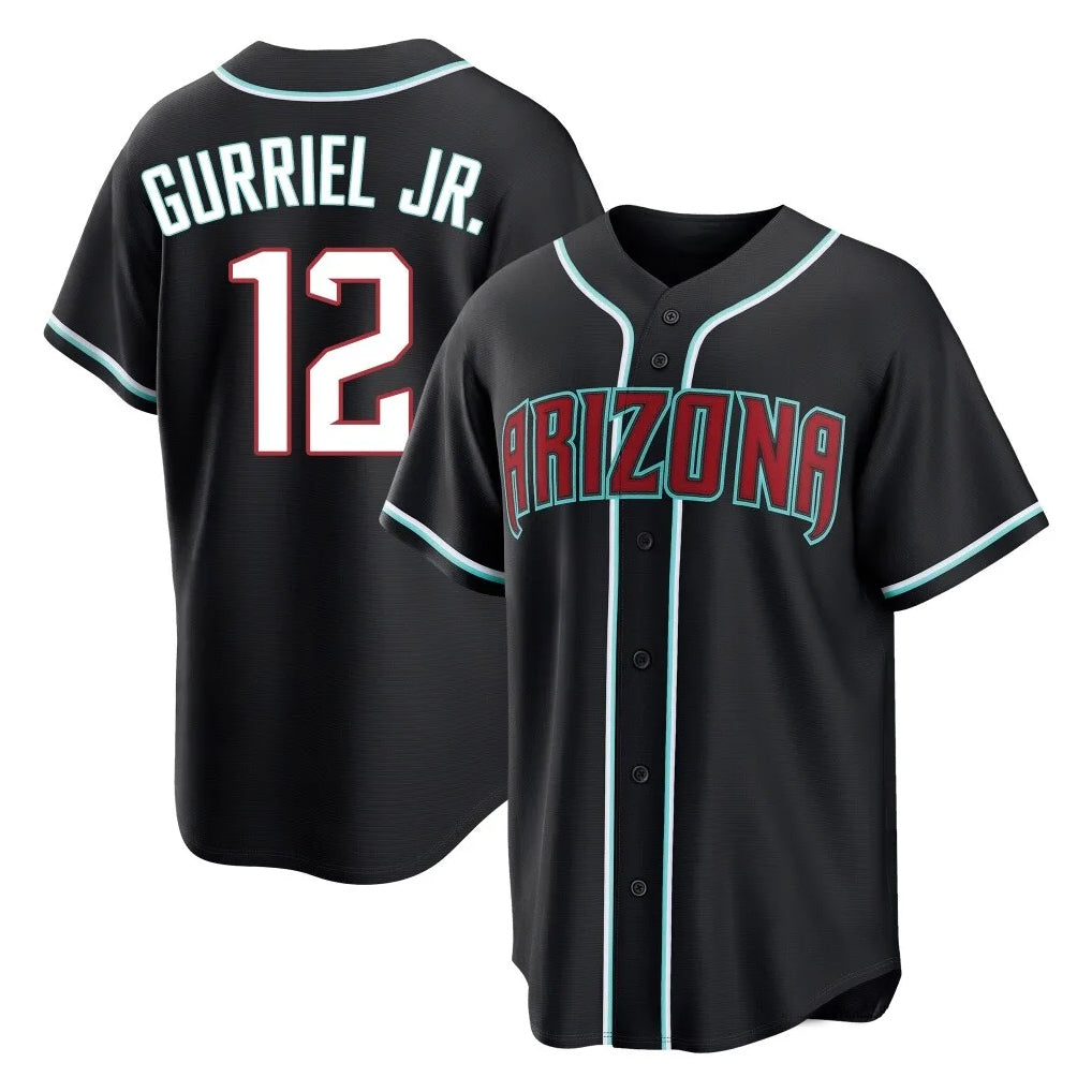 A.Diamondbacks #12 Lourdes Gurriel Jr Player Black Home Game Gdoa Stitched Jerseys