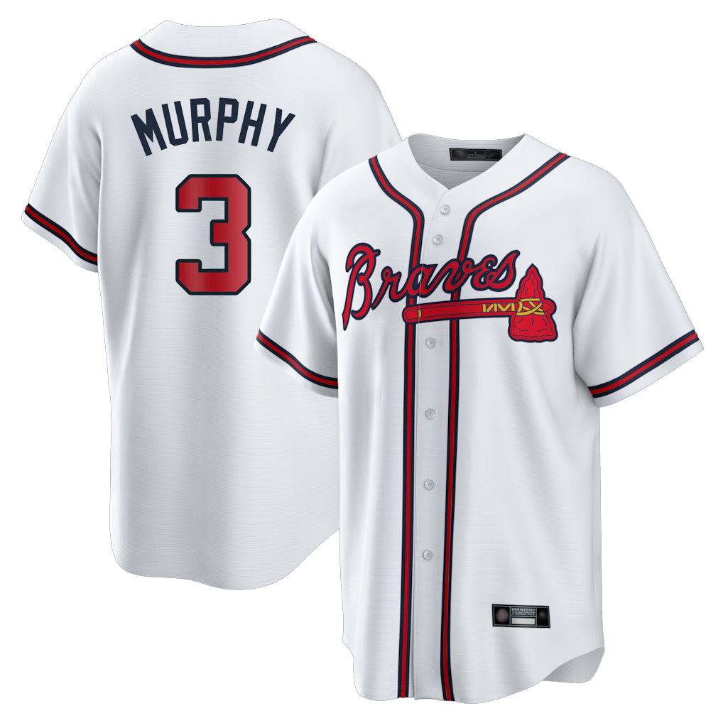 A.Braves #3 Dale Murphy Player White Home Game Gdoa Stitched Jerseys
