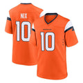 D.Broncos #10 Bo Nix Player Orange Home Game Gdoa Stitched Jerseys