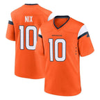 D.Broncos #10 Bo Nix Player Orange Home Game Gdoa Stitched Jerseys