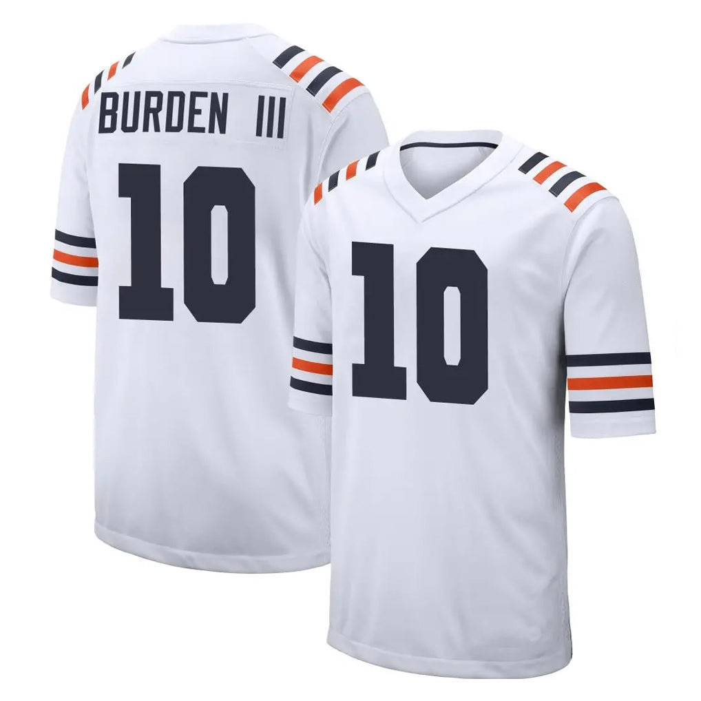 C.Bears #10 Luther Burden III Player White Classic Home Game Gdoa Stitched Jerseys