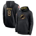 M.Dolphins #8 JuJu Brents Player Black Salute to Service Hoodies Limited Game Gdoa Stitched Jerseys