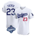LA.Dodgers #23 Kyle Tucker Player White World Series Meet  Limited Elite Home Fdoa Stitched Jerseys