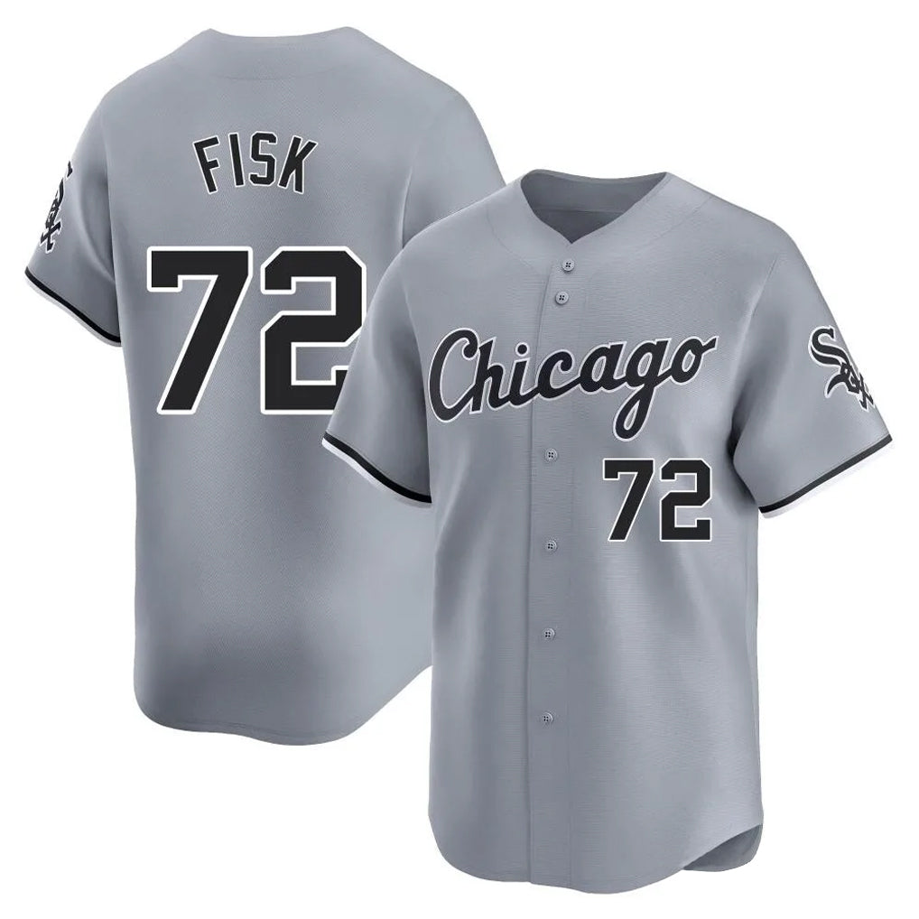 C.White Sox #72 Carlton Fisk Player Gray Road Limited Home Gdoa Stitched Jerseys