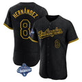 LA.Dodgers #8 Enrique Hern¨¢ndez Player Black World Series Meet Snake Skin City Limited Elite Home Fdoa Stitched Jerseys