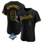 LA.Dodgers #8 Enrique Hern¨¢ndez Player Black World Series Meet Snake Skin City Limited Elite Home Fdoa Stitched Jerseys