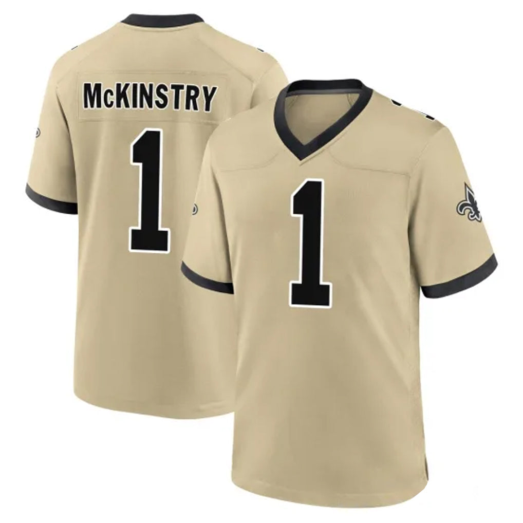 NO.Saints #1 Kool-Aid McKinstry Player Gold Home Game Gdoa Stitched Jerseys