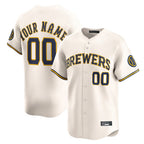 Custom M.Brewers Cream Limited Home Game Any Name & Number Gdoa Stitched Jerseys