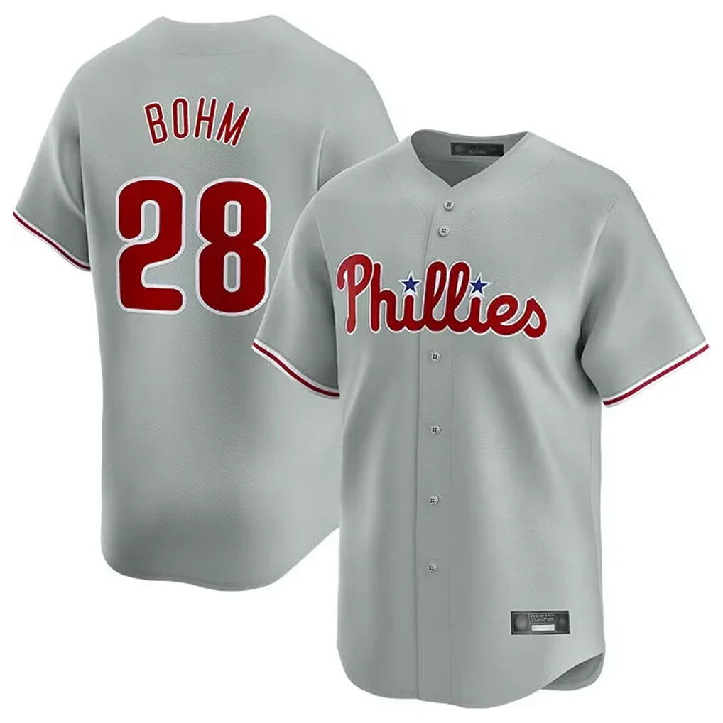 P.Phillies #28 Alec Bohm Player Gray Home Limited Fdoa Stitched Jerseys