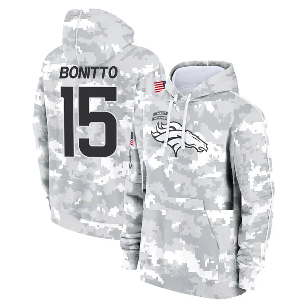 D.Broncos #15 Nik Bonitto Player Arctic Camo Salute to Service Hoodies Limited Game Ddoa Stitched Jerseys