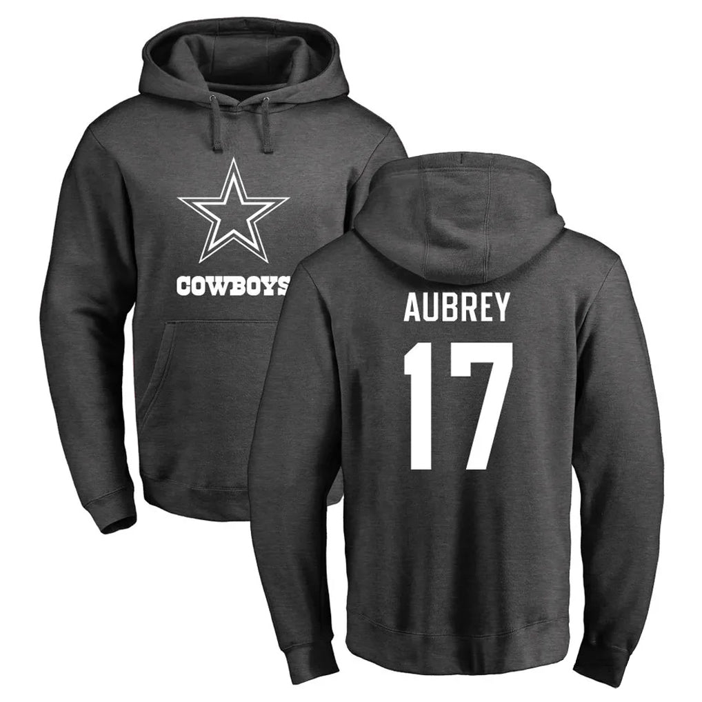 D.Cowboys #17 Brandon Aubrey Player Ash One Color Pullover Hoodie Limited Gdoa Stitched Jerseys