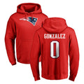 NE.Patriots #0 Christian Gonzalez Player Red LOGO Pullover Hoodies Home Game Gdoa Stitched Jerseys