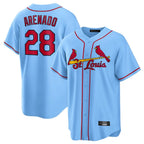 St. Louis Cardinals #28 Nolan Arenado Player Light Blue Home Game Fdoa Stitched Jerseys