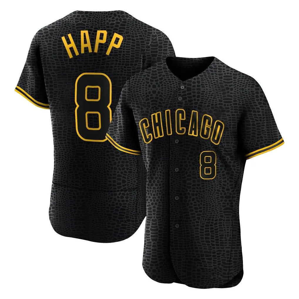 C.Cubs #8 Ian Happ Player Black Snake Skin City Limited Elite Home Game Gdoa Stitched Jerseys