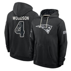 NE.Patriots #4 Craig Woodson Player 2026 Black Logo Pullover Hoodies Limited Game Gdoa Stitched Jerseys