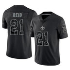NO.Saints #21 Justin Reid Player Black Limited Reflective Home Game Gdoa Stitched Jerseys