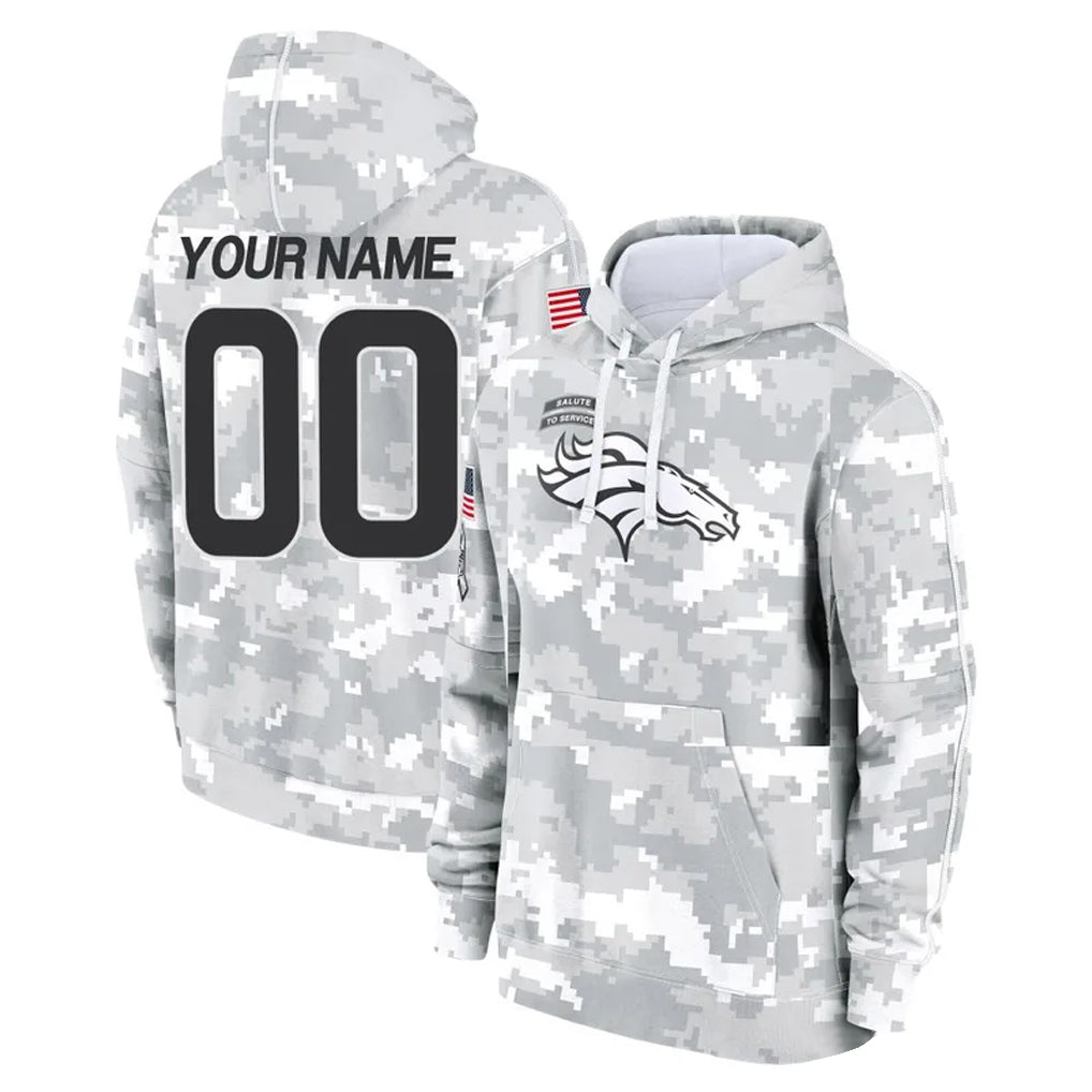 Custom D.Broncos Arctic Camo Salute to Service Hoodies Limited Any Name & Numbers Gdoa Stitched Jerseys