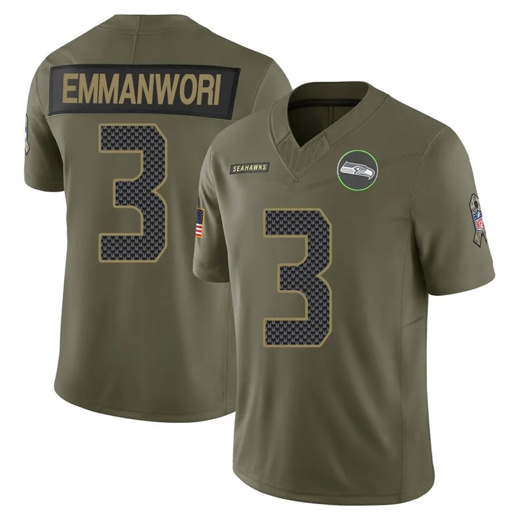 S.Seahawks #3 Nick Emmanwori Player Olive 2025 Salute To Service Limited Home Game Gdoa Stitched Jerseys