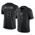 GB.Packers #9 Christian Watson Player Black Reflective Limited Home Game Gdoa Stitched Jerseys