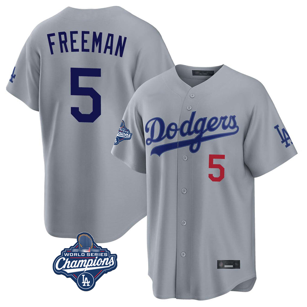 LA.Dodgers #5 Freddie Freeman Player Gray World Series Meet Game Home Fdoa Stitched Jerseys
