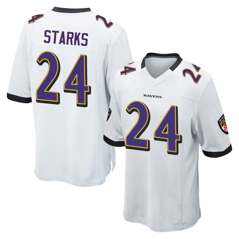 B.Ravens #24 Malaki Starks Player White Alternate Home Game Gdoa Stitched Jerseys