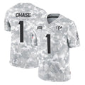 C.Bengals #1 Ja'Marr Chase Player Arctic Camo Salute to Service Limited Gdoa Stitched Jerseys