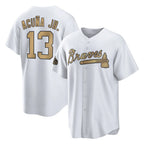 A.Braves #13 Ronald Acuna Jr Player White-Gold All-Star Home Game Gdoa Stitched Jerseys