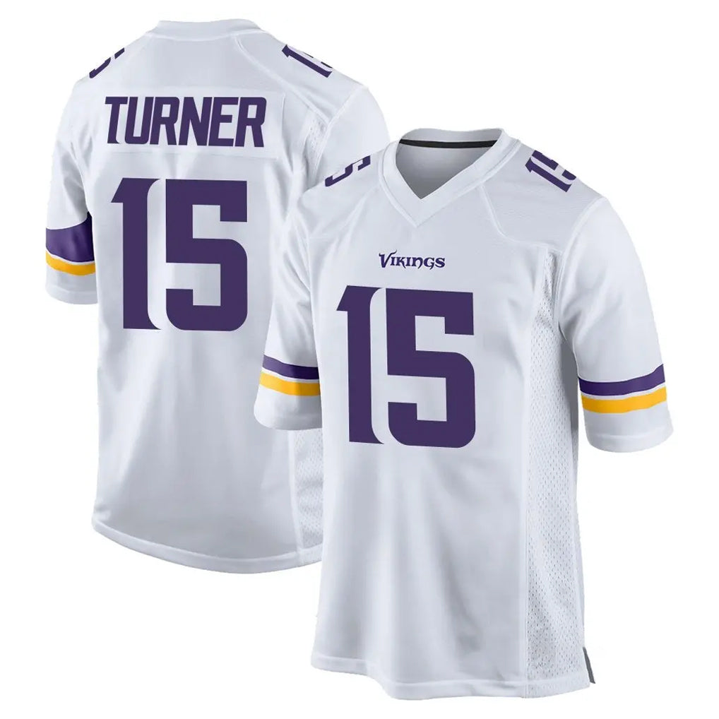 M.Vikings #15 Dallas Turner Player White Home Game Gdoa Stitched Jerseys
