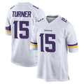 M.Vikings #15 Dallas Turner Player White Home Game Gdoa Stitched Jerseys
