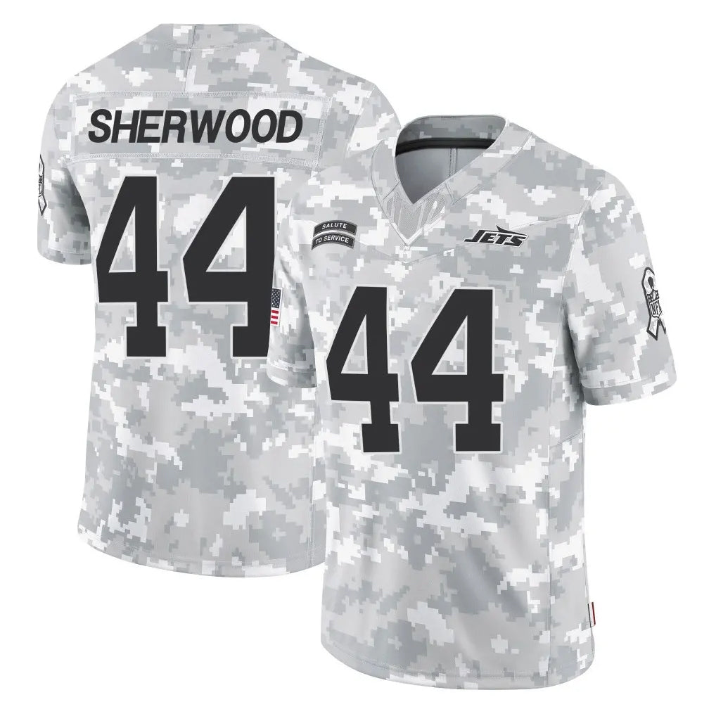 NY.Jets #44 Jamien Sherwood Player Arctic Camo Salute to Service Limited Game Gdoa Stitched Jerseys