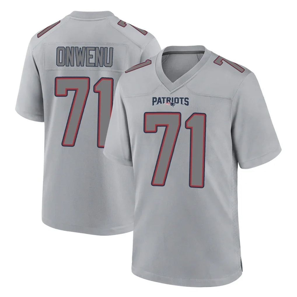 NE.Patriots #71 Mike Onwenu Player Gray Fashion Limited Home Game Gdoa Stitched Jerseys