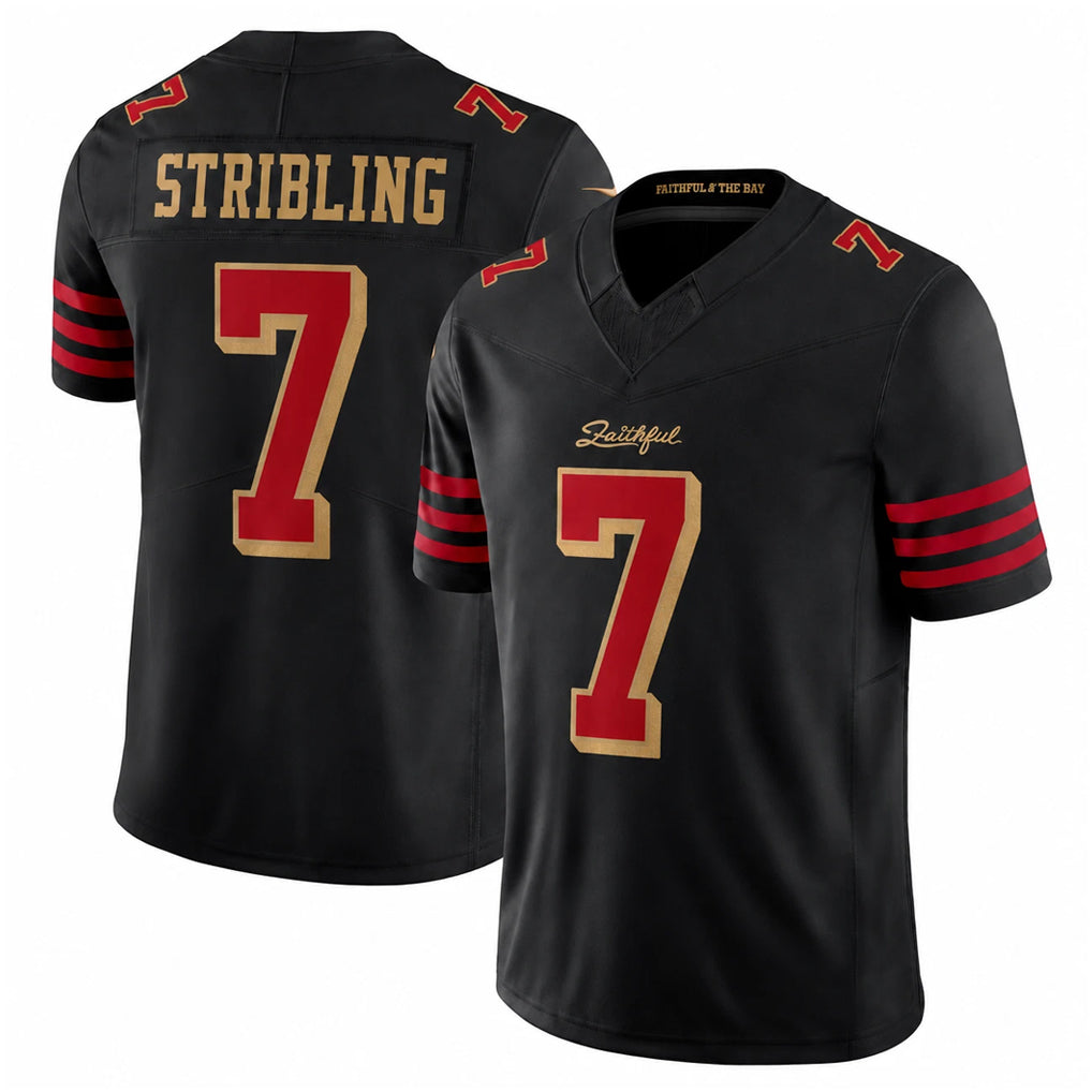 SF.49ers #7 De'Zhaun Stribling Player Black Limited Rivalries Collection Home Game Gdoa Stitched Jerseys