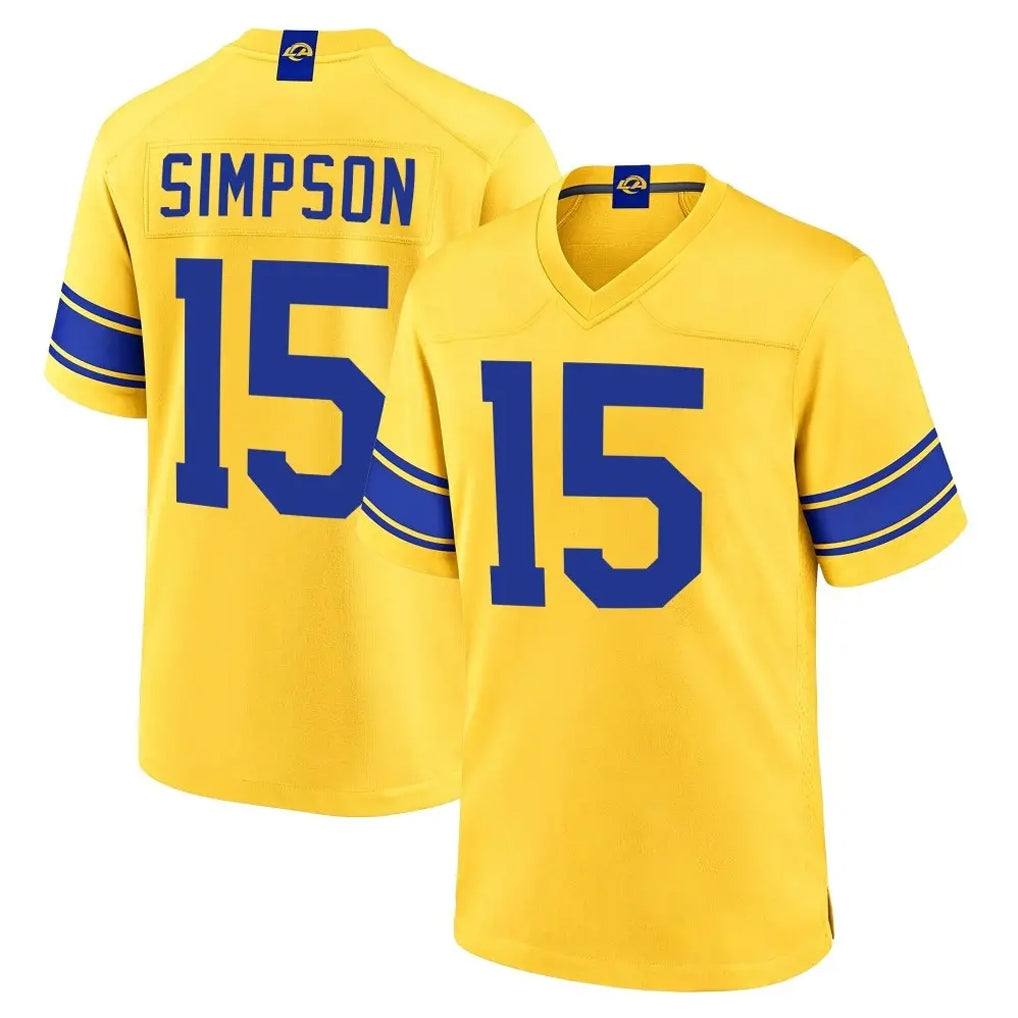 LA.Rams #15 Ty Simpson Player Gold Classic Sol Home Game Gdoa Stitched Jerseys