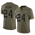 B.Bills #24 Cole Bishop Player Olive Salute To Service Game Gdoa Stitched Jerseys